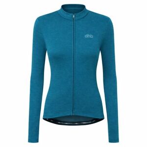 dhb Merino Women's Long Sleeve Cycling Jersey Teal Full Zip UK 12 (US 8)